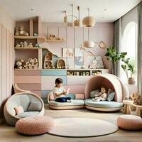 AI generated a family-friendly home interior design that caters to the needs of both adults and children photo