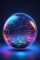 AI generated Iot Technology Futuristic Sphere Background Ai Generative photo