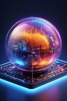 AI generated Iot Technology Futuristic Sphere Background Ai Generative photo