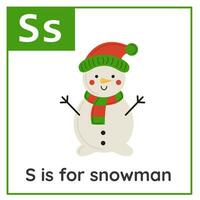 Learning English alphabet for kids. Letter S. Christmas cards. Worksheet for kids. vector