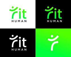 letra F monograma activo sano humano deporte logo diseño. vector