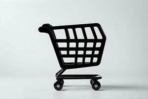 Shopping cart on a white background. 3d render illustration Ai Generative photo