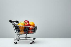 Shopping cart on a white background. 3d render illustration Ai Generative photo