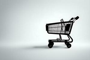 Shopping cart on a white background. 3d render illustration Ai Generative photo