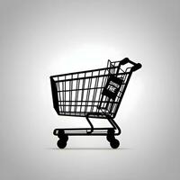 Shopping cart on a white background. 3d render illustration Ai Generative photo