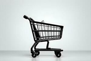 Shopping cart on a white background. 3d render illustration Ai Generative photo