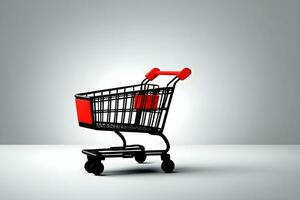 Shopping cart on a white background. 3d render illustration Ai Generative photo