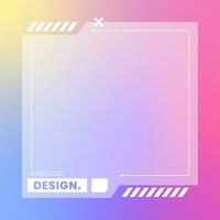 Futuristic square gradient background. Social media frame vector illustration.