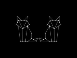 Pair of the Fox Polygonal Lines Illustration, can use for Logo Gram, Art Illustration, Website, Pictogram, Apps, or for Design Element. Vector Illustration