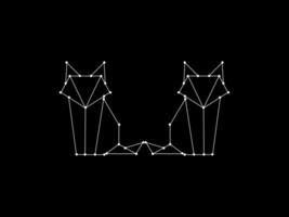 Pair of the Fox Polygonal Lines Illustration, can use for Logo Gram, Art Illustration, Website, Pictogram, Apps, or for Design Element. Vector Illustration