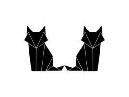 Pair of the Fox Polygonal Lines Illustration, can use for Logo Gram, Art Illustration, Website, Pictogram, Apps, or for Design Element. Vector Illustration