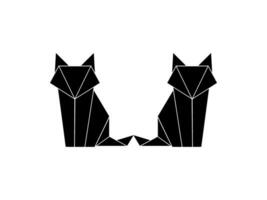 Pair of the Fox Polygonal Lines Illustration, can use for Logo Gram, Art Illustration, Website, Pictogram, Apps, or for Design Element. Vector Illustration