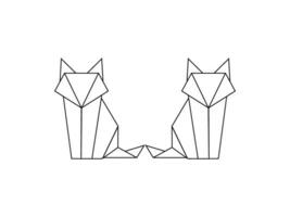 Pair of the Fox Polygonal Lines Illustration, can use for Logo Gram, Art Illustration, Website, Pictogram, Apps, or for Design Element. Vector Illustration