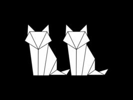 Pair of the Fox Polygonal Lines Illustration, can use for Logo Gram, Art Illustration, Website, Pictogram, Apps, or for Design Element. Vector Illustration