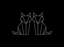 Pair of the Fox Polygonal Lines Illustration, can use for Logo Gram, Art Illustration, Website, Pictogram, Apps, or for Design Element. Vector Illustration