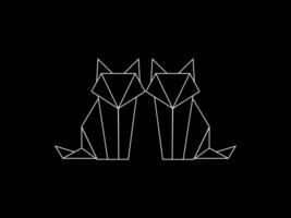 Pair of the Fox Polygonal Lines Illustration, can use for Logo Gram, Art Illustration, Website, Pictogram, Apps, or for Design Element. Vector Illustration