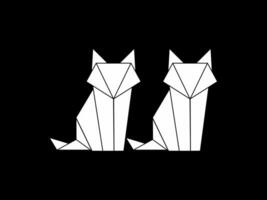 Pair of the Fox Polygonal Lines Illustration, can use for Logo Gram, Art Illustration, Website, Pictogram, Apps, or for Design Element. Vector Illustration