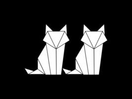 Pair of the Fox Polygonal Lines Illustration, can use for Logo Gram, Art Illustration, Website, Pictogram, Apps, or for Design Element. Vector Illustration