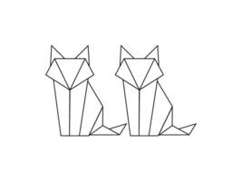 Pair of the Fox Polygonal Lines Illustration, can use for Logo Gram, Art Illustration, Website, Pictogram, Apps, or for Design Element. Vector Illustration