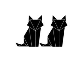 Pair of the Fox Polygonal Lines Illustration, can use for Logo Gram, Art Illustration, Website, Pictogram, Apps, or for Design Element. Vector Illustration