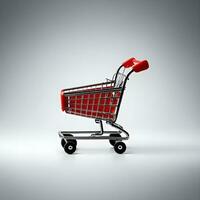 Shopping cart on a white background. 3d render illustration Ai Generative photo