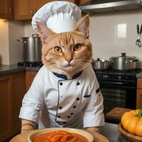 retrato gato cocinero en el cocina ai generativo foto