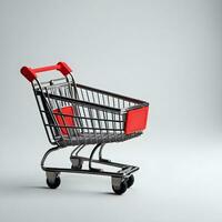 Shopping cart on a white background. 3d render illustration Ai Generative photo