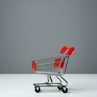 Shopping cart on a white background. 3d render illustration Ai Generative photo