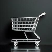 Shopping cart on a white background. 3d render illustration Ai Generative photo