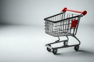 Shopping cart on a white background. 3d render illustration Ai Generative photo