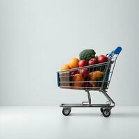 Shopping cart on a white background. 3d render illustration Ai Generative photo