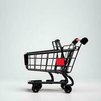 Shopping cart on a white background. 3d render illustration Ai Generative photo