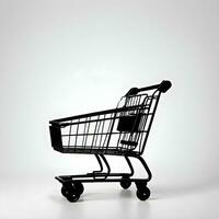 Shopping cart on a white background. 3d render illustration Ai Generative photo