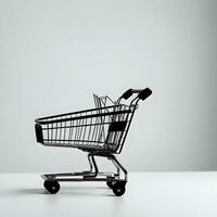 Shopping cart on a white background. 3d render illustration Ai Generative photo