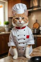 retrato gato cocinero en el cocina ai generativo foto