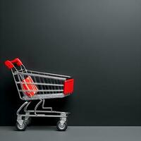 Shopping cart on a white background. 3d render illustration Ai Generative photo