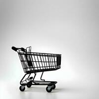 Shopping cart on a white background. 3d render illustration Ai Generative photo