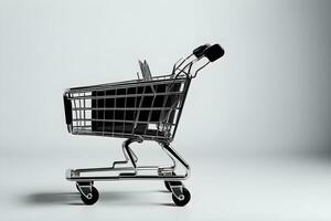 Shopping cart on a white background. 3d render illustration Ai Generative photo