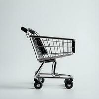 Shopping cart on a white background. 3d render illustration Ai Generative photo