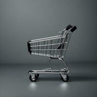 Shopping cart on a white background. 3d render illustration Ai Generative photo