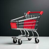 Shopping cart on a white background. 3d render illustration Ai Generative photo