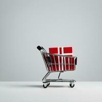 Shopping cart on a white background. 3d render illustration Ai Generative photo