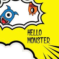 monster cover pop art background illustration vector