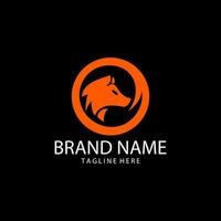 head wolf circle trendy logo design vector