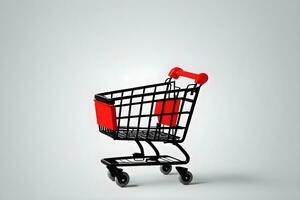 Shopping cart on a white background. 3d render illustration Ai Generative photo