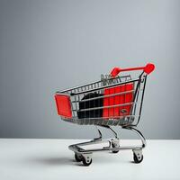 Shopping cart on a white background. 3d render illustration Ai Generative photo