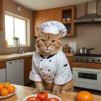 retrato gato cocinero en el cocina ai generativo foto