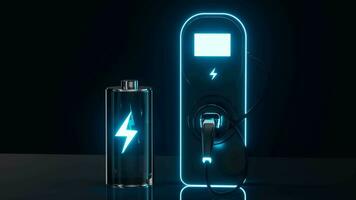 Alkaline batteries and charging pile, 3d rendering. video