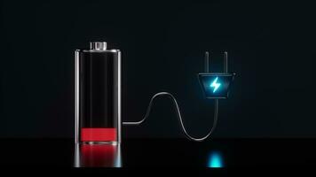 A battery that is being charged with a plug, 3d rendering. video