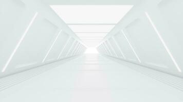 blanco neón túnel, 3d representación. video